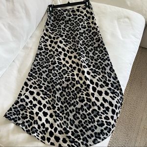 Zara Leopard Cheetah Black & Grey Animal Print Maxi Skirt XS